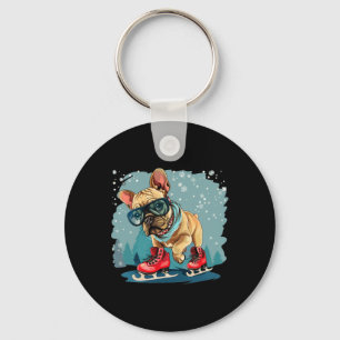 Funny Winter Sport For Dogs And Ice Skating Lovers Key Ring