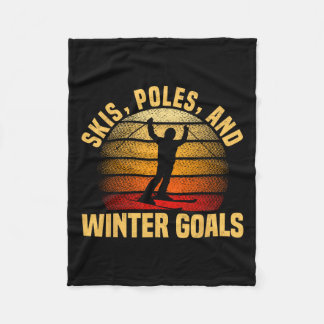 Funny Winter Sport Snow Skiing Appearel For Men 3  Fleece Blanket