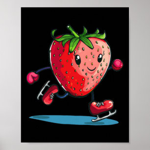 Funny Winter Sport Strawberry In Ice Skating Scute Poster