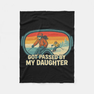 Funny Winter Sports I Got Ped By My Daughter Ski Fleece Blanket