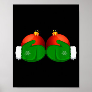 Funny Winter Women's Tee Mittens Holding Xmas Ball Poster