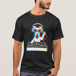 Funny Wire Hair Fox Terrier DJ Glitch Rave EDM Mus T-Shirt