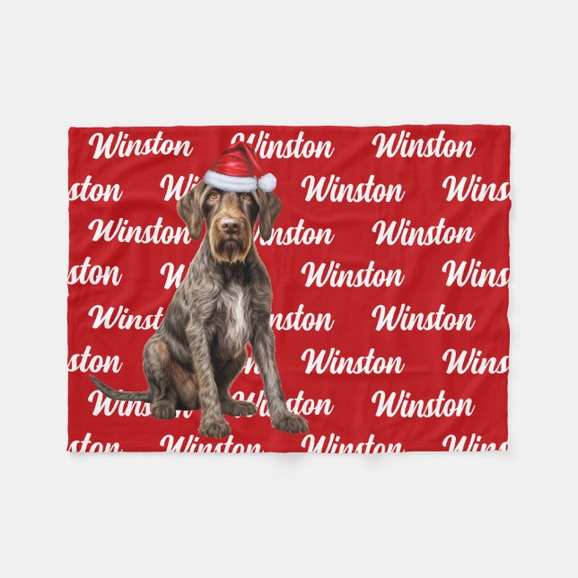Funny Wirehair Pointer Dog Name Pattern Christmas Fleece Blanket (Front (Horizontal))