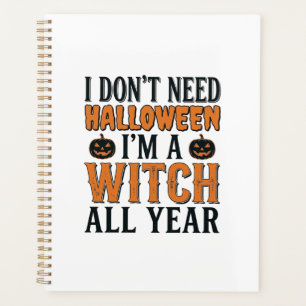 Funny Witch All Year Halloween Typography Design_1 Planner