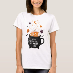 Funny Witch and Pumpkin Spice Cosy Fall T-Shirt