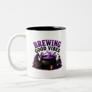 ✨ Funny Witch Brewing Halloween Saying 🧙 Two-Tone Coffee Mug