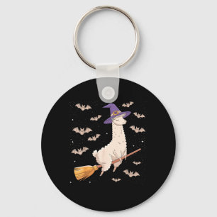 Funny Witch Broomstick Llama Lovers Spooky Key Ring