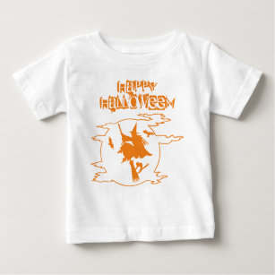 Funny Witch Broomstick World Halloween Typography Baby T-Shirt