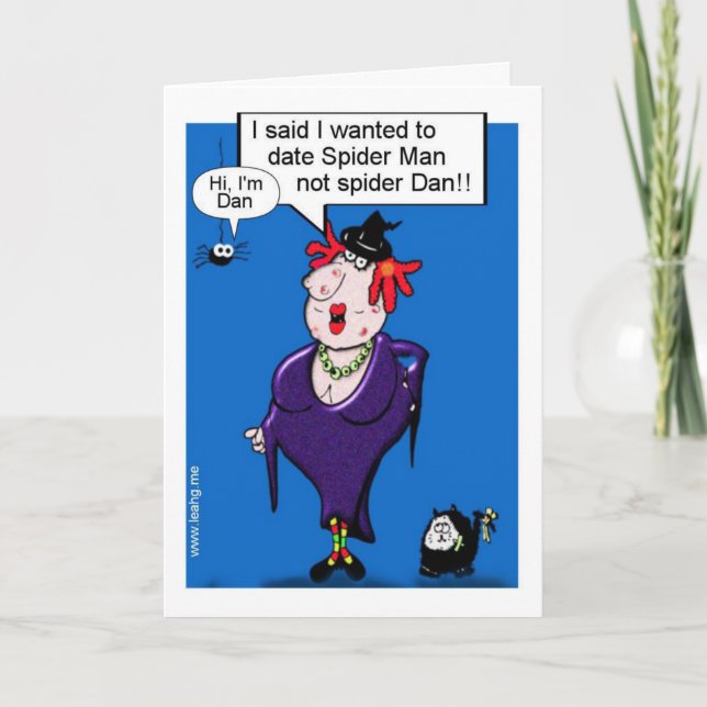 Funny Witch cartoon Halloween personalised Card (Front)