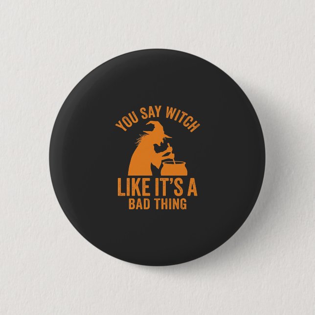 Funny Witch Cauldron Halloween 6 Cm Round Badge (Front)