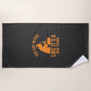 Funny Witch Cauldron Halloween Beach Towel