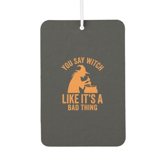Funny Witch Cauldron Halloween Car Air Freshener (Front)