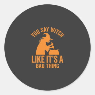 Funny Witch Cauldron Halloween Classic Round Sticker