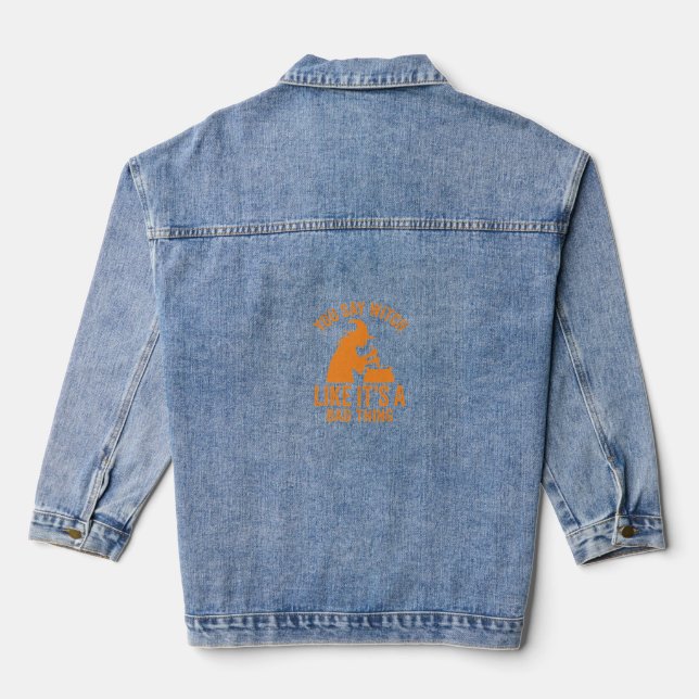Funny Witch Cauldron Halloween Denim Jacket (Back)