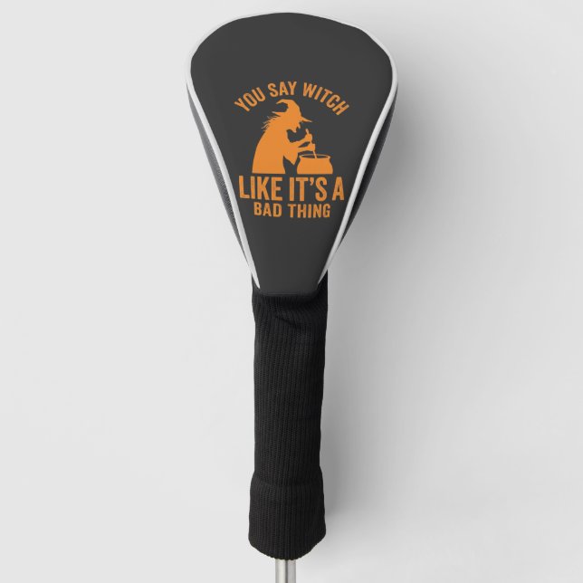 Funny Witch Cauldron Halloween Golf Head Cover (Front)