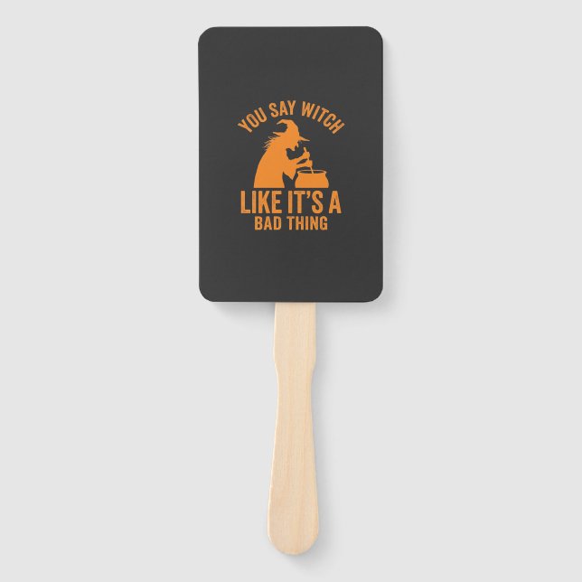Funny Witch Cauldron Halloween Hand Fan (Front)