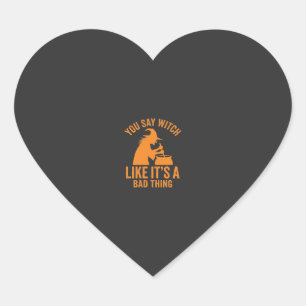 Funny Witch Cauldron Halloween Heart Sticker
