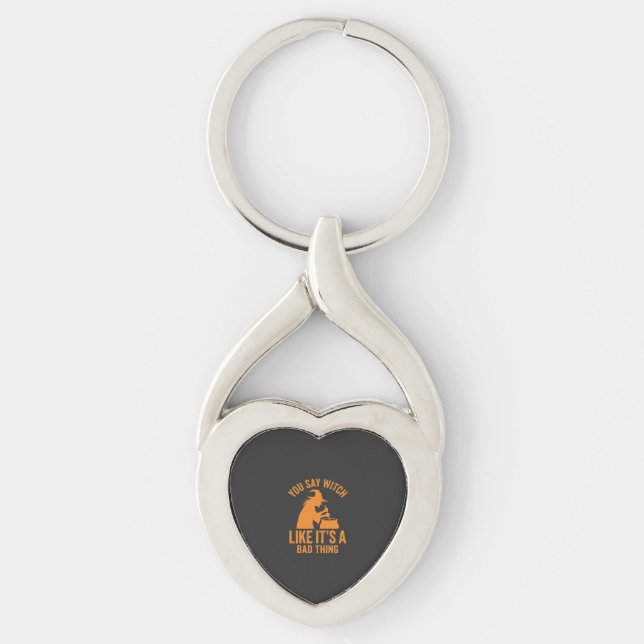 Funny Witch Cauldron Halloween Key Ring (Front)
