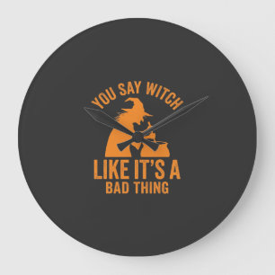 Funny Witch Cauldron Halloween Large Clock