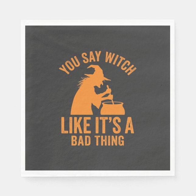 Funny Witch Cauldron Halloween Napkin (Front)