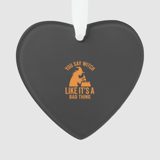 Funny Witch Cauldron Halloween Ornament (Front)