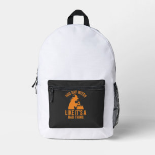 Funny Witch Cauldron Halloween Printed Backpack