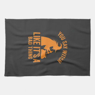 Funny Witch Cauldron Halloween Tea Towel