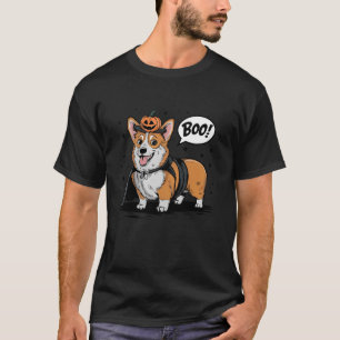 Funny Witch Corgi Dogs Dressed As Ghost Boo Sheet T-Shirt