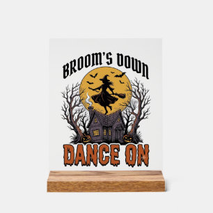 Funny Witch Dancer Vintage Halloween Engraving Shi Acrylic Sign