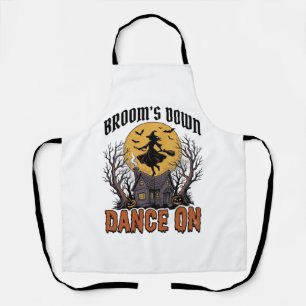Funny Witch Dancer Vintage Halloween Engraving Shi Apron