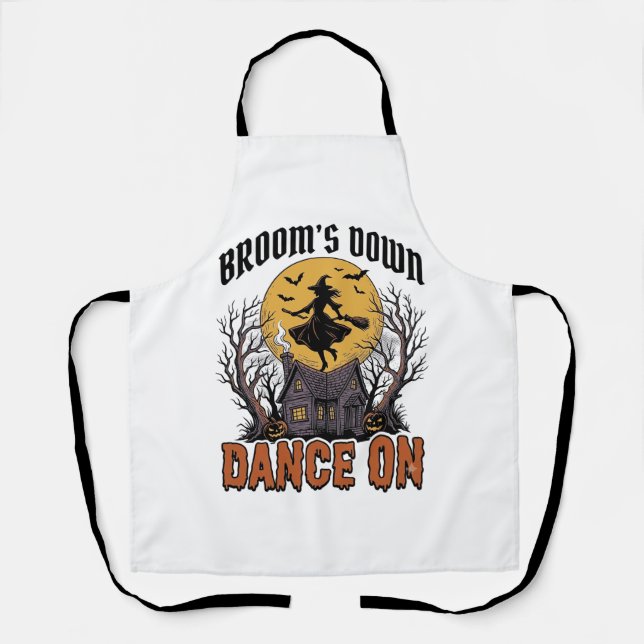 Funny Witch Dancer Vintage Halloween Engraving Shi Apron (Front)