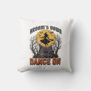 Funny Witch Dancer Vintage Halloween Engraving Shi Cushion