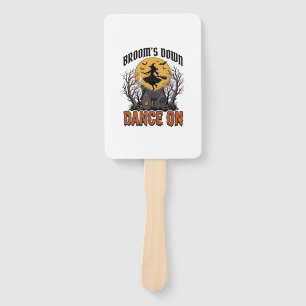 Funny Witch Dancer Vintage Halloween Engraving Shi Hand Fan