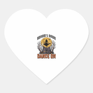 Funny Witch Dancer Vintage Halloween Engraving Shi Heart Sticker