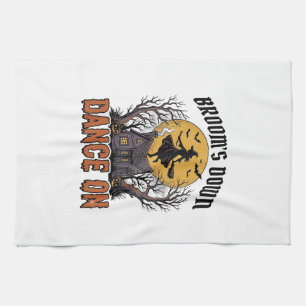 Funny Witch Dancer Vintage Halloween Engraving Shi Tea Towel