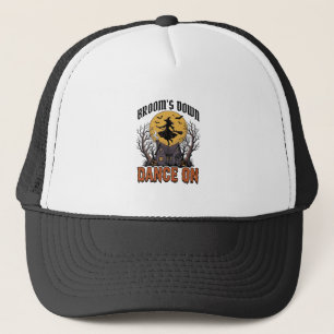 Funny Witch Dancer Vintage Halloween Engraving Shi Trucker Hat
