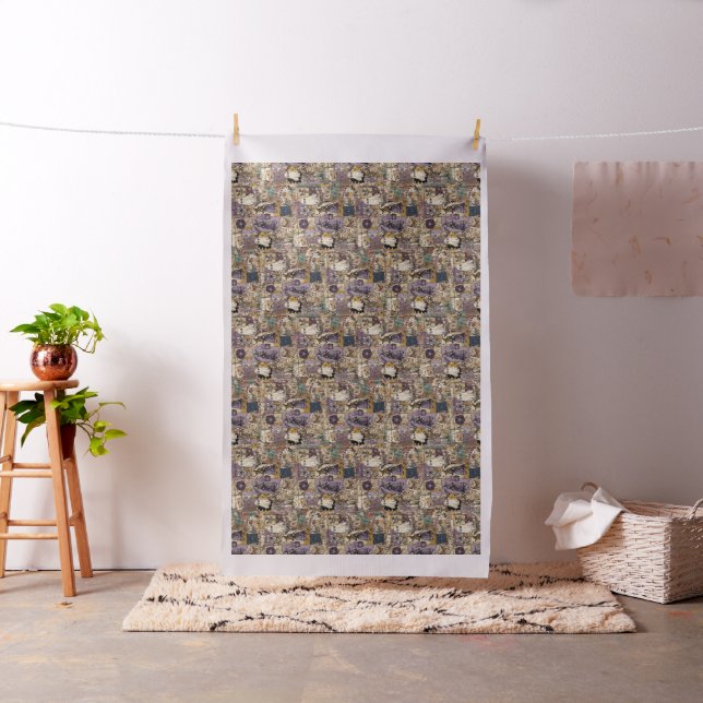 Funny Witch Dark Academia Patchwork Style Spooky Fabric (In Situ)