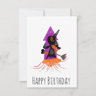 Funny Witch Firecracker Halloween Birthday Card