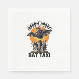 Funny Witch Halloween Broom Broke Bat Ride_1 Napkin