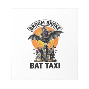 Funny Witch Halloween Broom Broke Bat Ride_1 Notepad