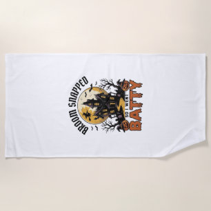 Funny Witch Halloween Haunted House Batty Graphic Beach Towel