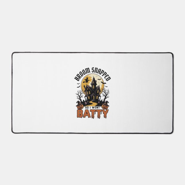 Funny Witch Halloween Haunted House Batty Graphic  Desk Mat (Front)