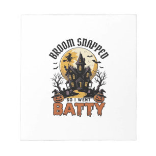 Funny Witch Halloween Haunted House Batty Graphic Notepad