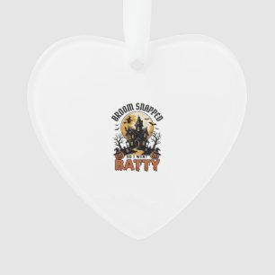 Funny Witch Halloween Haunted House Batty Graphic Ornament
