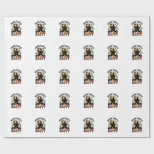Funny Witch Halloween Haunted House Batty Graphic Wrapping Paper