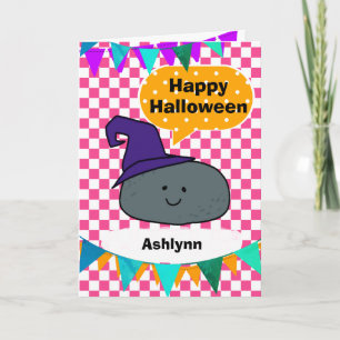 Funny Witch Hat Rock Pun Happy Halloween for Girls Card