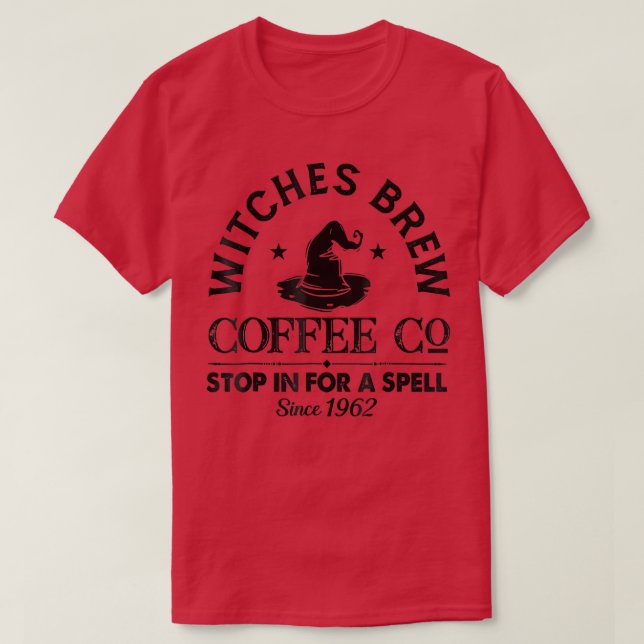 Funny Witch Hat Witches Brew Coffee Halloween  T-Shirt (Design Front)