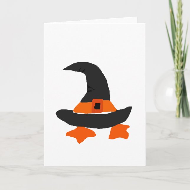 Funny Witch Hat with Duck Feet Underneath Card (Front)
