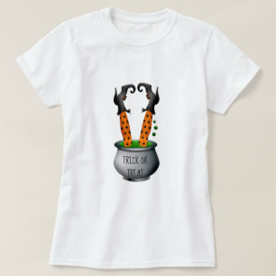 Funny witch in cauldron Halloween theme T-Shirt