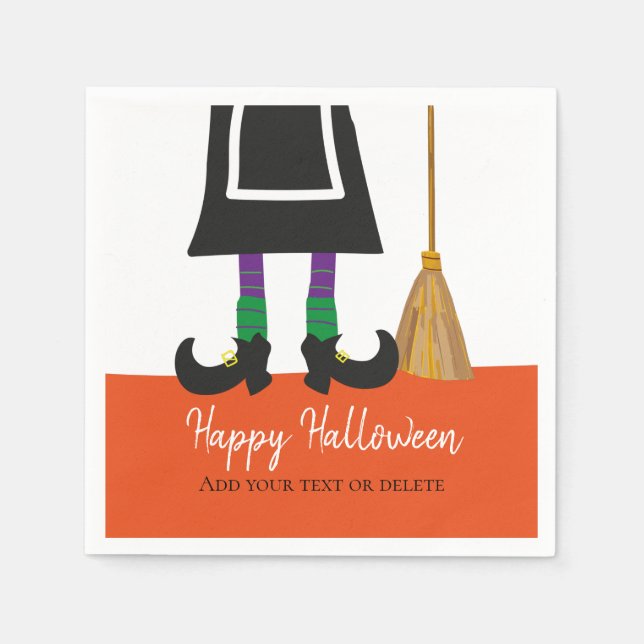 Funny Witch Legs Happy Halloween Personalised Napkin (Front)